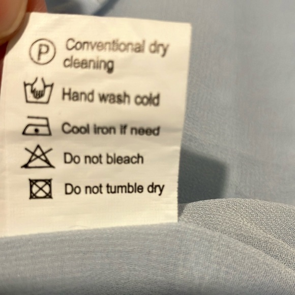 Light Blue Puff Sleeve Ruffled Blouse - Picture 7 of 7